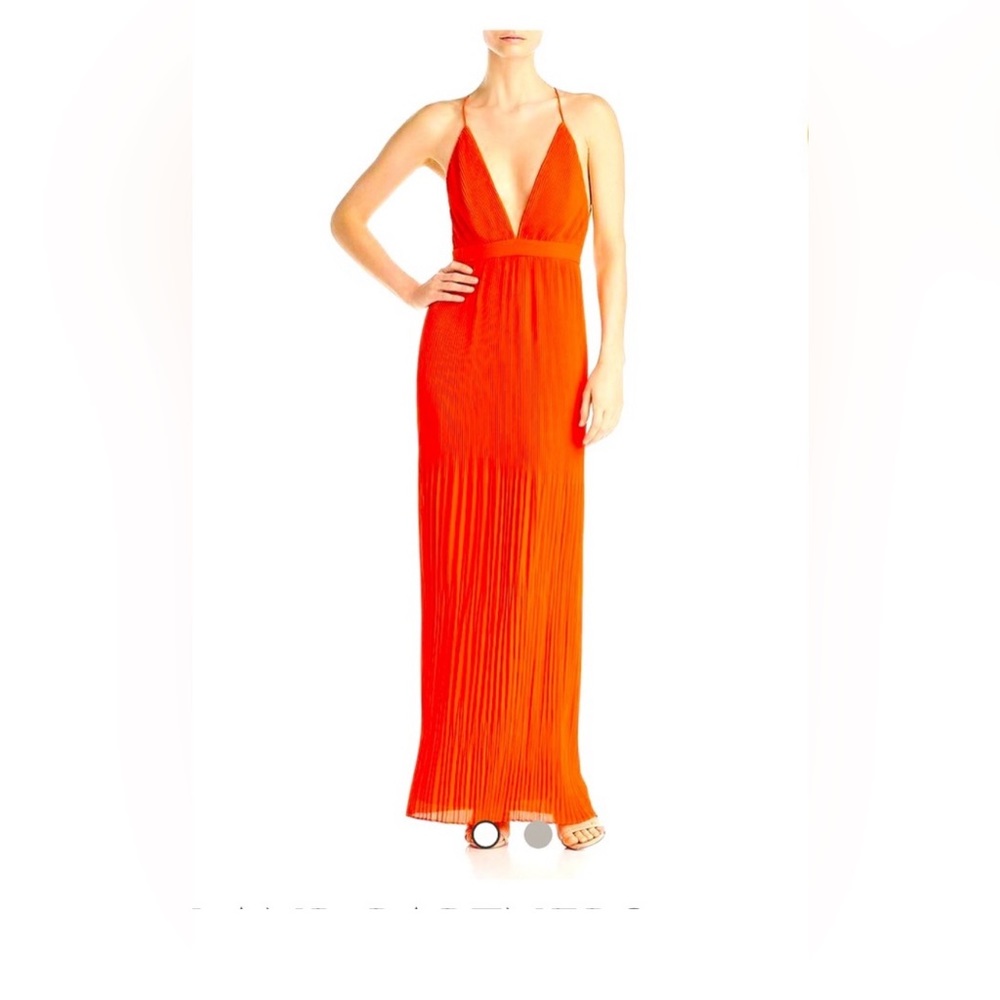 Fame And Partners  Caspian Maxi Dress Pleated Size 0 New Tangerine